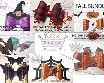 Digitales SVG PDF DXF Herbst Halloween Bogen Vorlage Bundle, Halloween svg, Herbst svg, Herbst svg, Halloween Schleife, digitale Schleife Vorlage, Schleife svg
