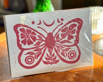 Handmade Butterfly Block Print - 5" x 7"