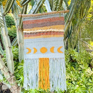 Driftwood Moon Phase Vintage Yarn Handmade Tapestry/Weaving/Woven Wall Hanging image 7