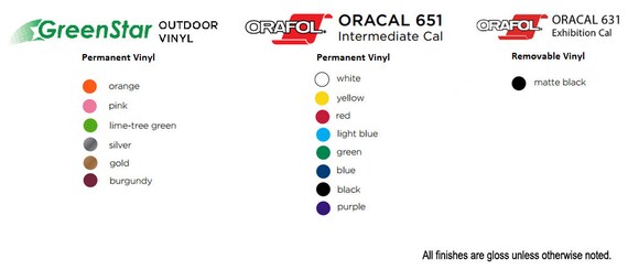 Greenstar Vinyl Color Chart