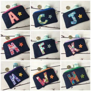 Personalised Purse - birthday; wedding; giveaway; coin purse; denim; card holder, handmade; teacher; make your own, stocking filler