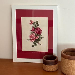 Completed & Framed Cross Stitch:  Roses