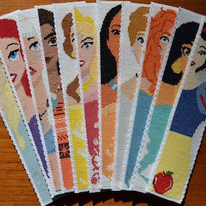 MADE TO ORDER: Cross Stitch Princess & Villain Bookmarks