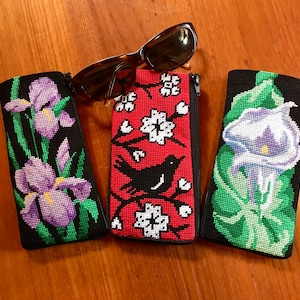 Completed & Cotton Lined Needlepoint Eyeglass/Cell Phone Cases