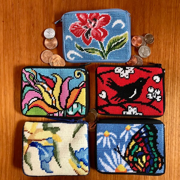 Birds Of Color Coin/Credit Card Case ~ Stitch & Zip