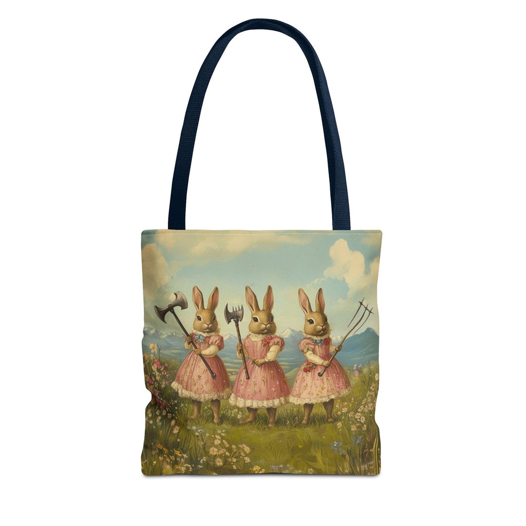 Victorian Rabbit Tote Bag, Bunny Weapons Meadow Art, Pretty Dress ...