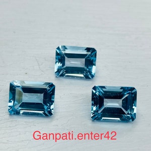 Topazio blu smeraldo sfaccettato - taglio ottagonale Pietra preziosa sciolta 6 x 4 mm 7 x 5 mm 8 x 6 mm 9 x 7 mm 10 x 8 mm 11 x 9 mm 12x10 14 x 10 mm 14x12 16 x 12 mm 18 x 13 mm Naturale E