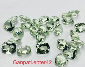 Green Amethyst Faceted Cushion Checker Board Cut Loose Gemstone 9x7mm 10x8mm 11x9mm 12x10 mm 15x12mm Natural Calibrated Size E