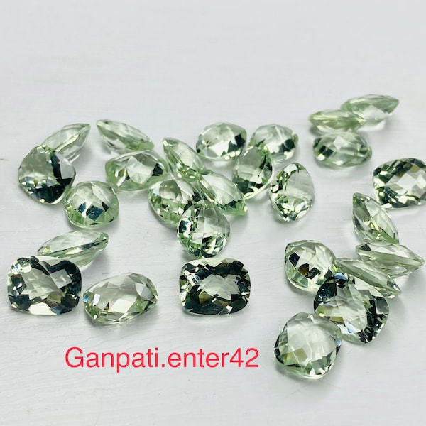 Green Amethyst Faceted Cushion Checker Board Cut Loose Gemstone 9x7mm 10x8mm 11x9mm 12x10 mm 15x12mm Natural Calibrated Size E