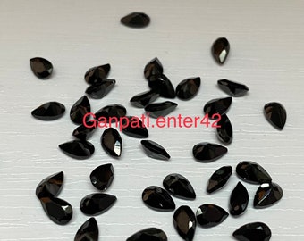 Black Spinel Faceted Pear Cut Loose Gemstone 4x3 MM 5x3 MM 5x4 MM Natural Calibrated Size E