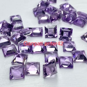 Pink Amethyst Faceted Square Cut Loose Gemstone 3x3mm 4x4mm 4.5x4.5mm 5x5mm 6x6mm 7x7mm 8x8mm 9x9mm 10x10mm Natural Calibrated Size E