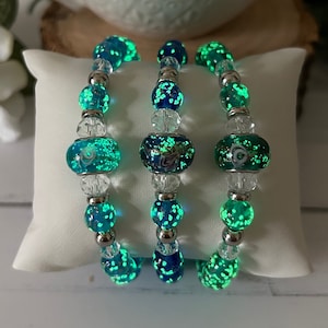 Luminous Glass Bead Stretch Bracelet Handmade Jewelry Gift Glow