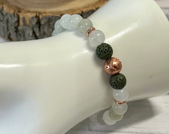 Aceite esencial difusor aceite piedra preciosa lava pulsera con cuentas regalo de joyería hecha a mano para ella
