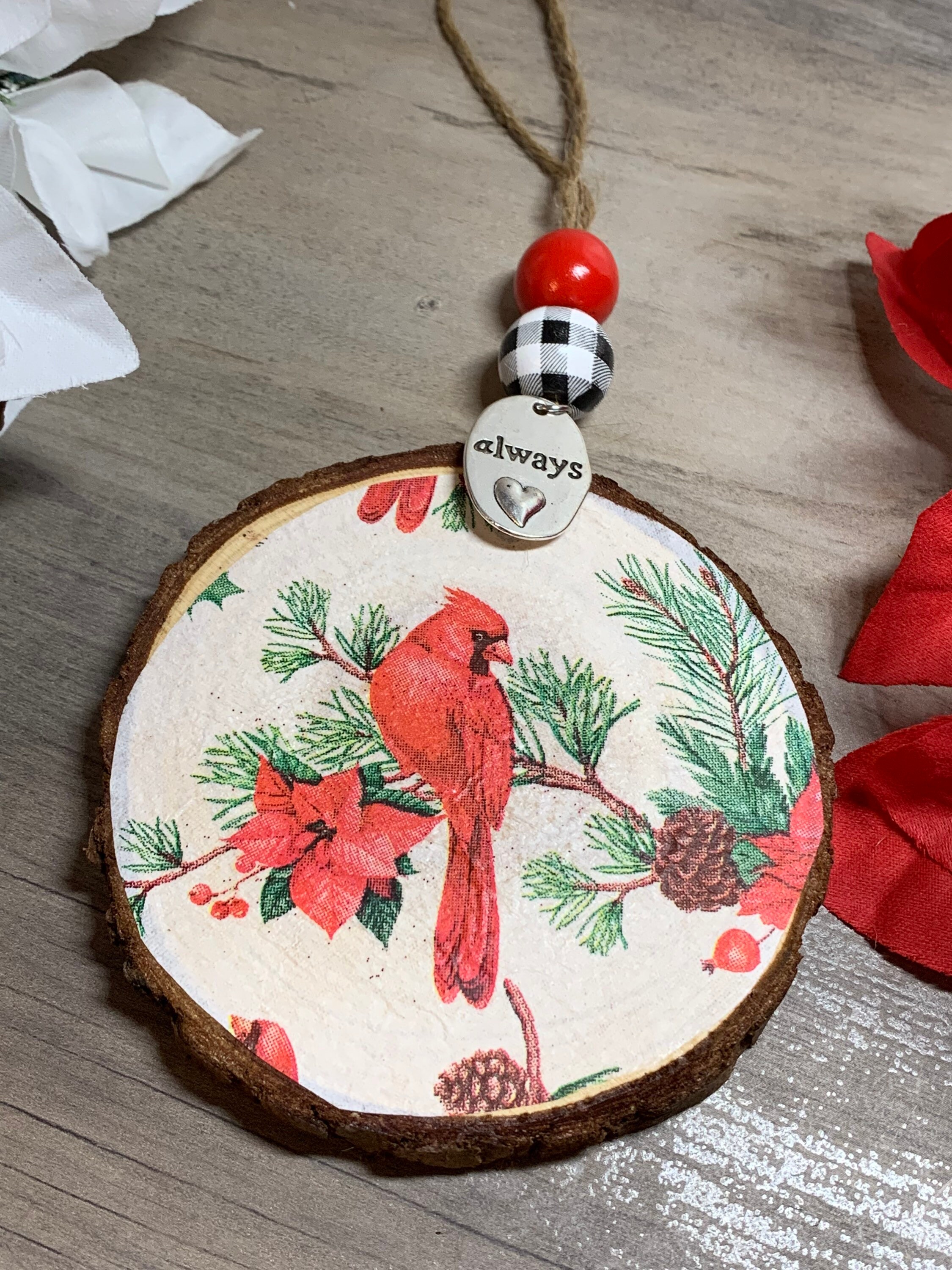 Cardinal Rustic Wood Slice Ornament Memorial Christmas Handmade Gift - Etsy