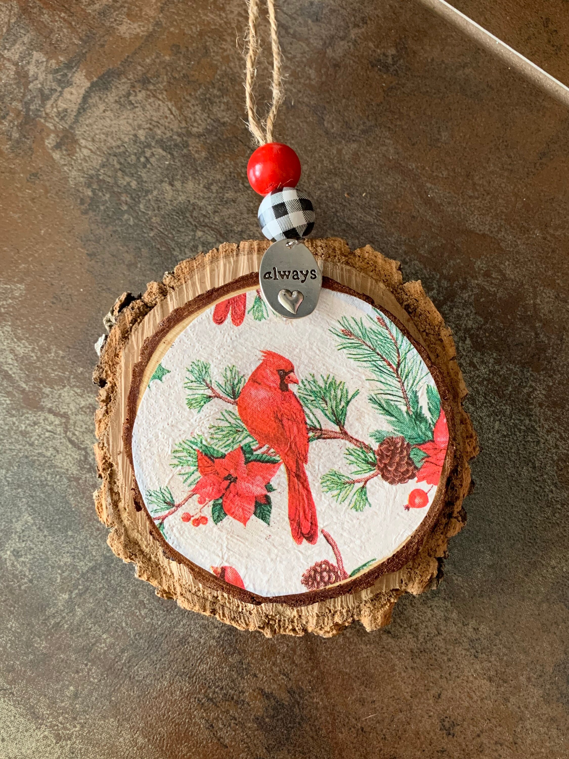 Cardinal Rustic Wood Slice Ornament Memorial Christmas Handmade Gift - Etsy