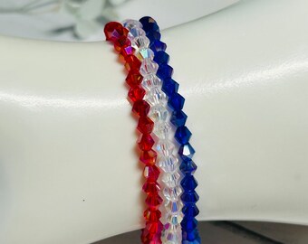 Braccialetto Cha Cha con perline patriottico per il 4 luglio: gioielli per le celebrazioni in rosso, bianco e blu - Italia