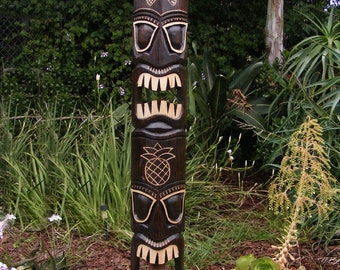 HAWAIIAN ISLAND TIKI HEAD WALL MASK SCULPTURE Polynesia Pool Tropical Luau Art