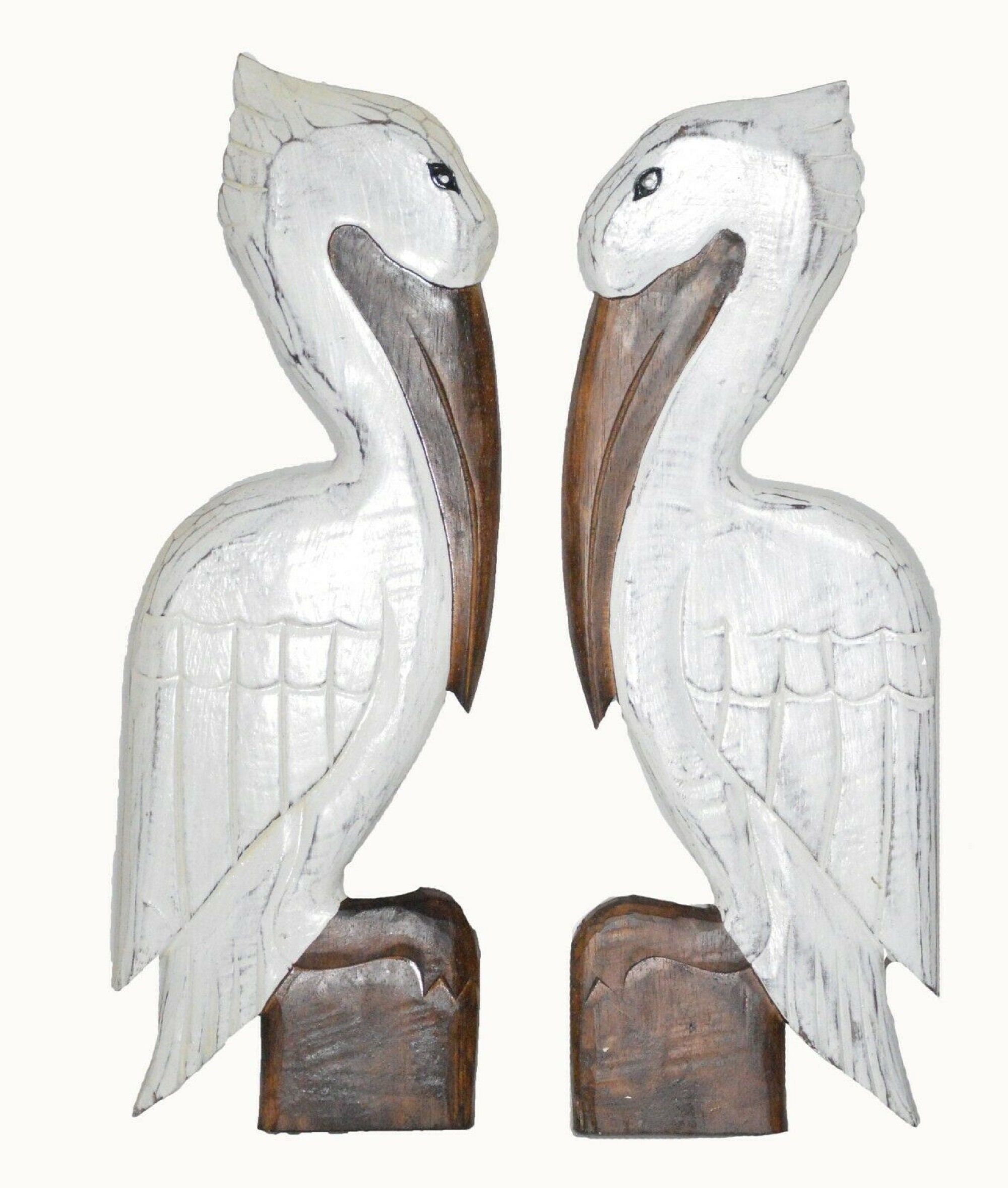 20 Pelican Statue Set Hand Carved Nautical Wooden Set of Etsy