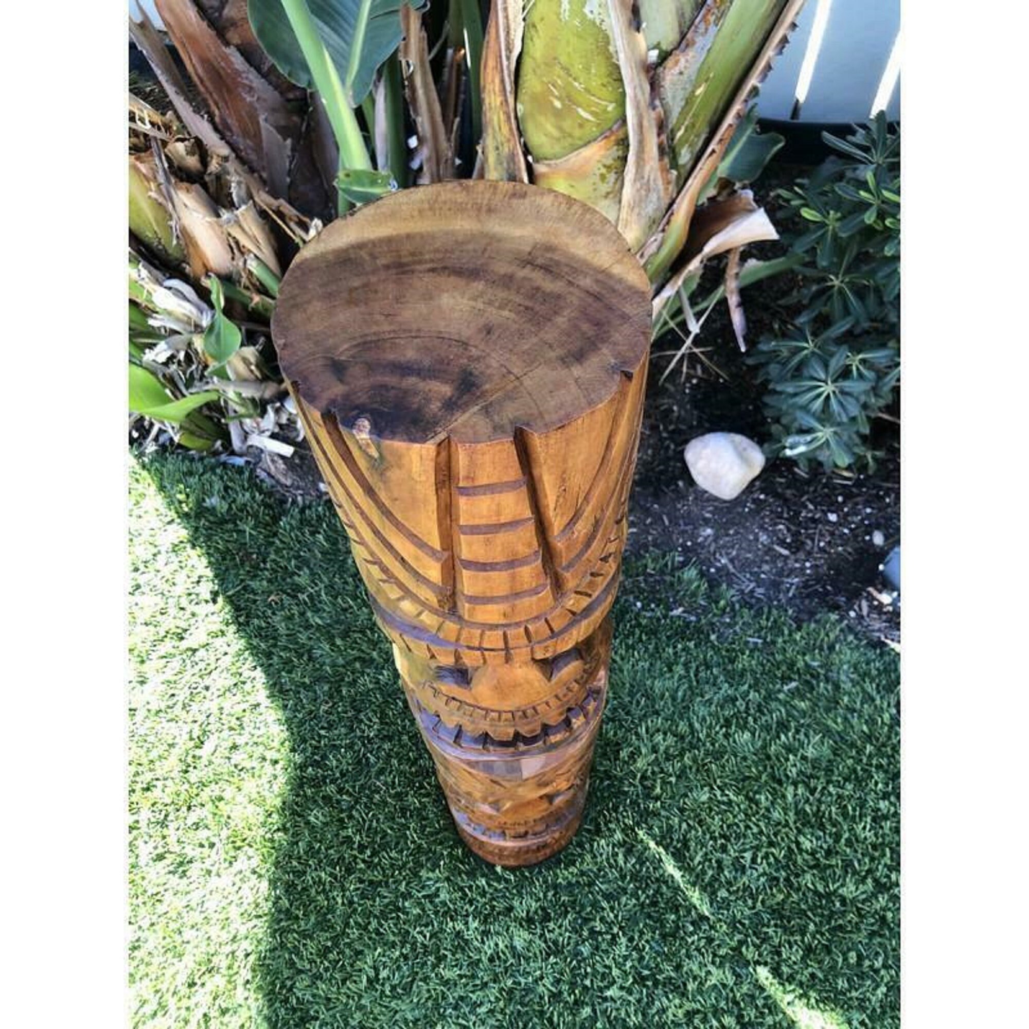 32 Tiki Statue Kona Style Wood Carvings Natural Hawaii Etsy