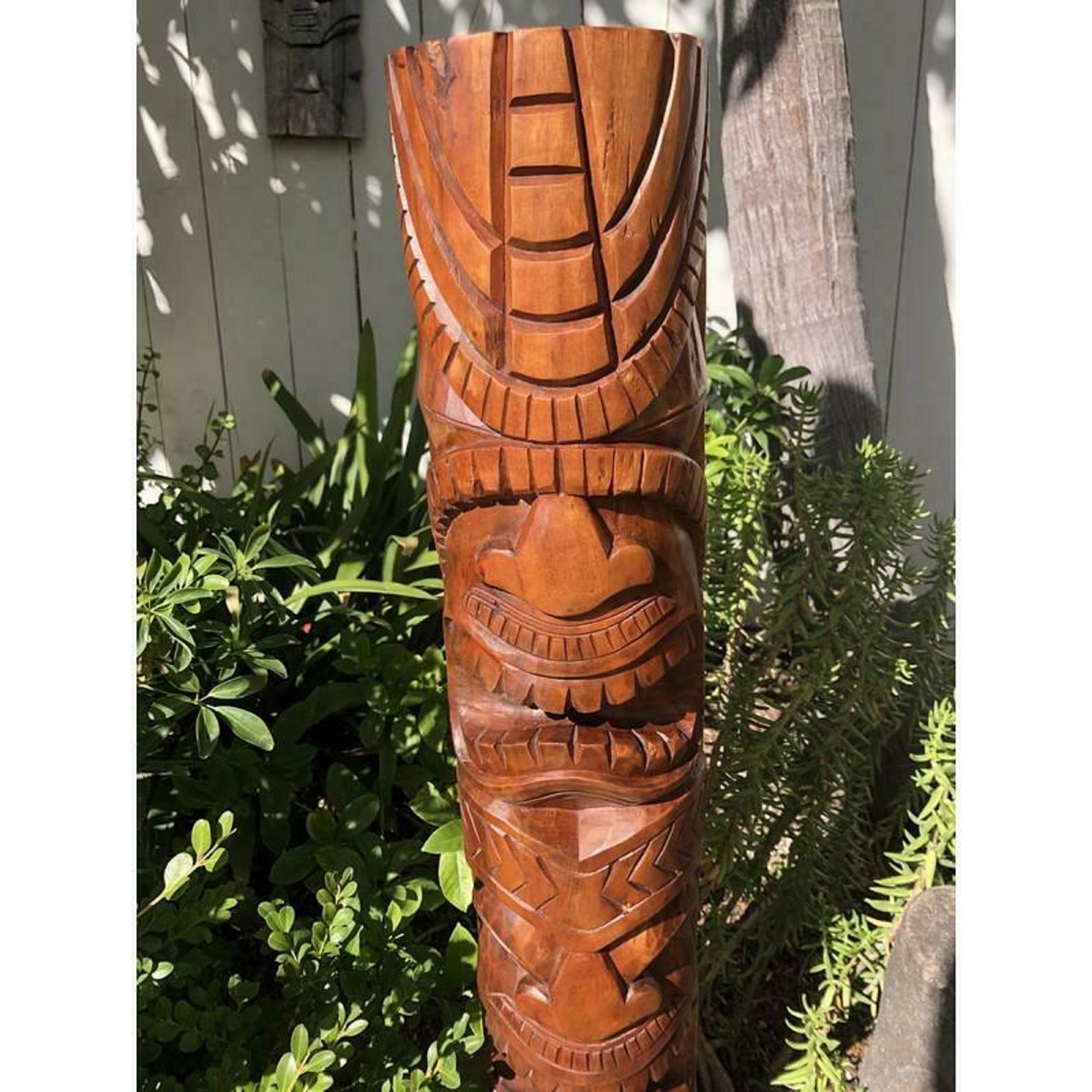 32 Tiki Statue Kona Style Wood Carvings Natural Hawaii Etsy