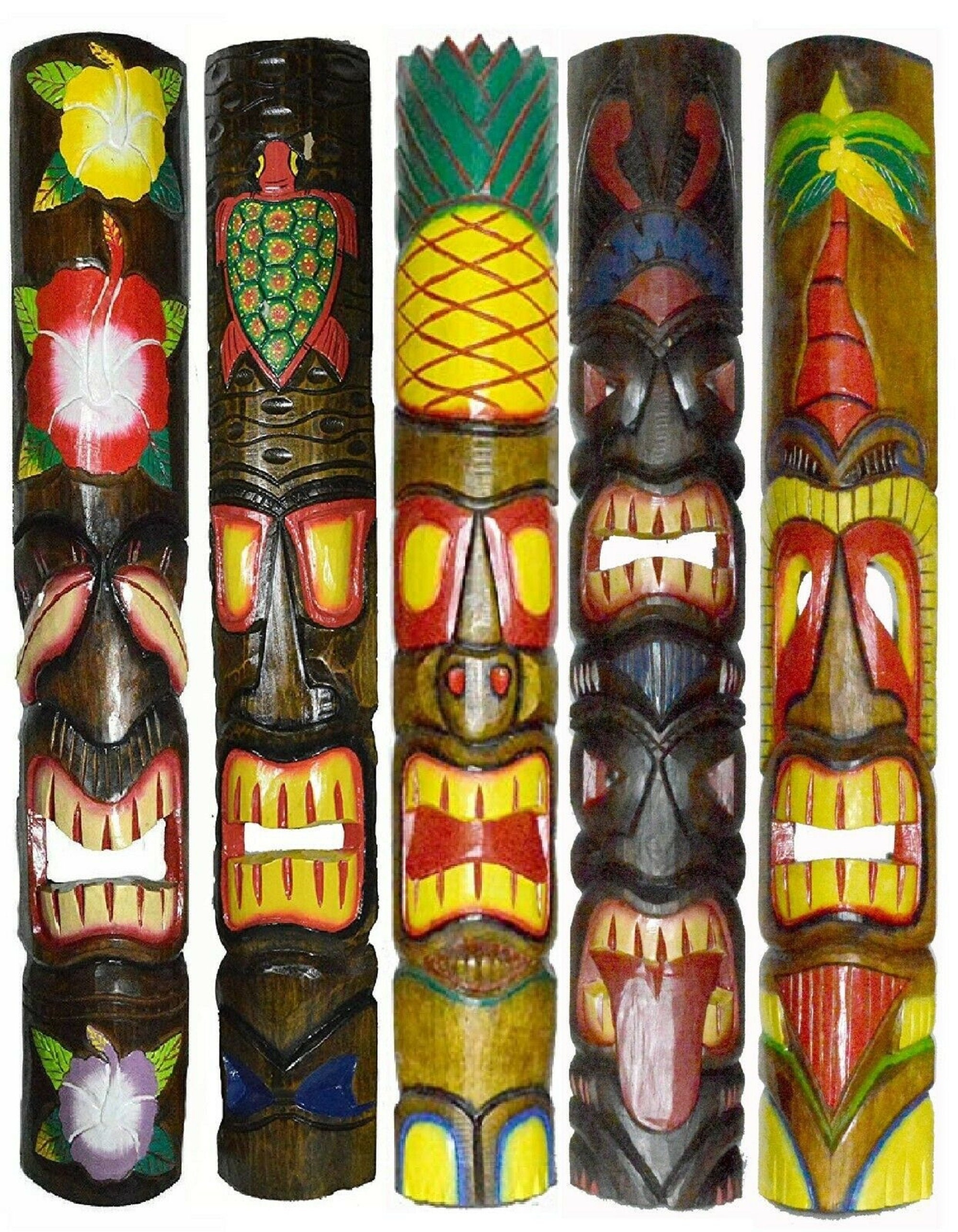 5 Pc Tiki Mask Set Natural Fining Wood Tiki Statue Arts And Etsy 日本 5 Pc Tiki Mask Set Natural Fining Wood Tiki Statue Arts And Etsy 日本