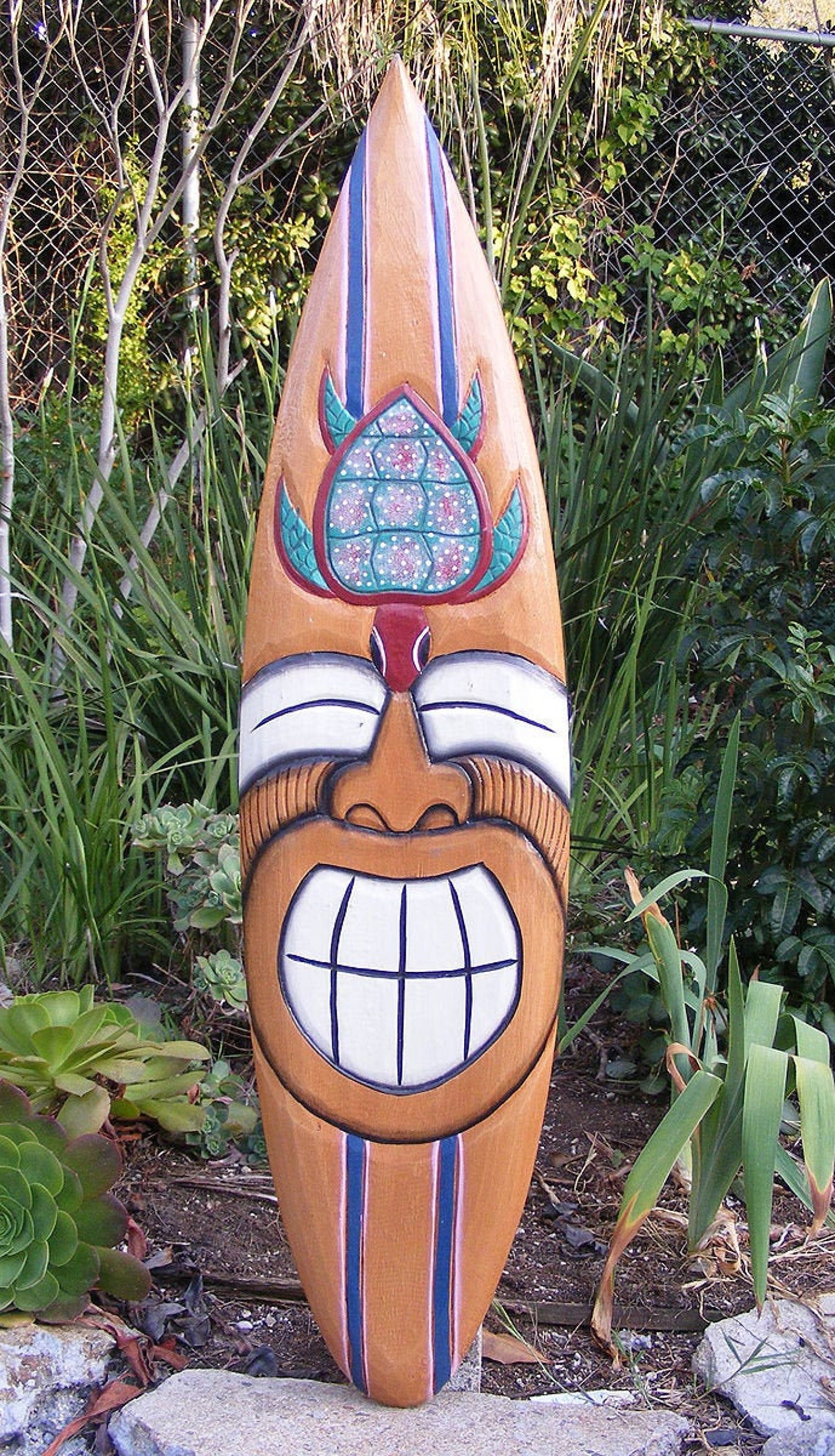 39 Tiki Surfboard Happy Tiki Turtle Tropical Nautical Etsy