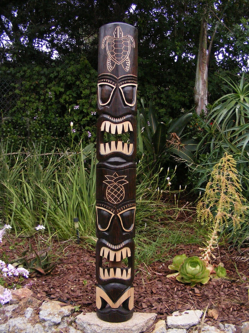 Tall Tiki Mask 60 5 Foot Black Tiki Statue Tiki Totem - Etsy