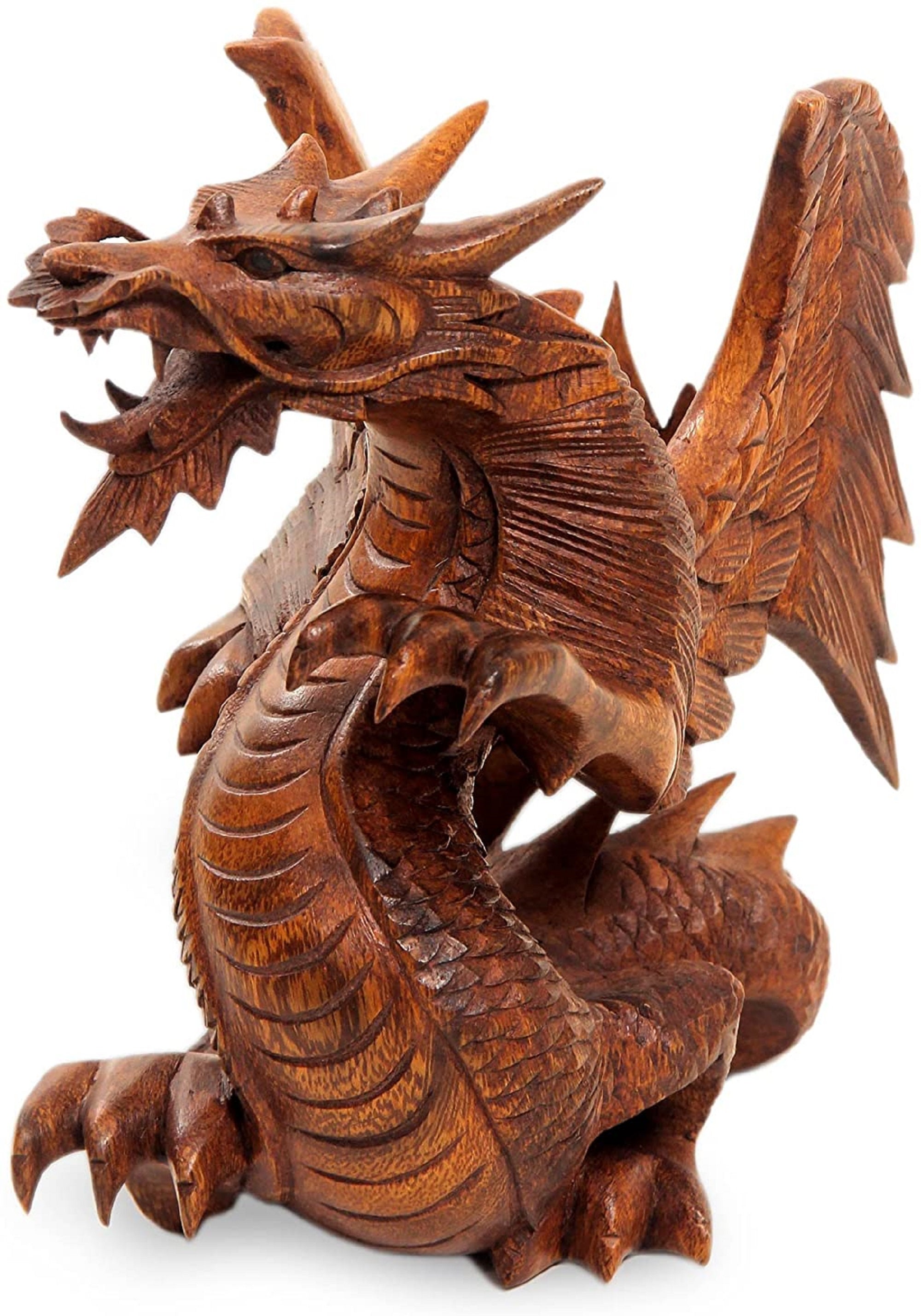 12 Tall Hand Carved Wood Dragon Sculpture Home Decor - Etsy
