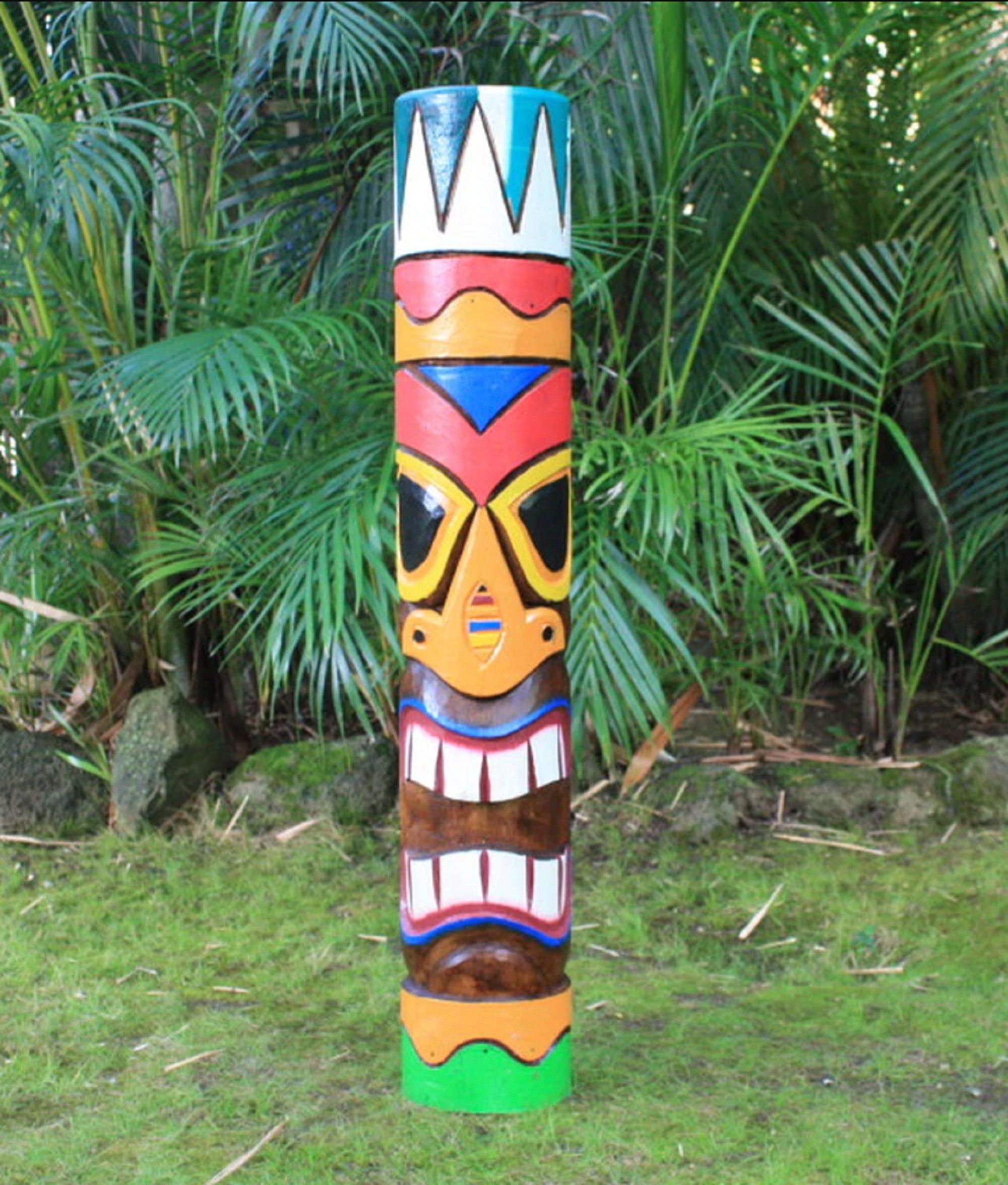 40 Totem Tiki Pole Wood Sculpture Arts and Craft Hand Etsy