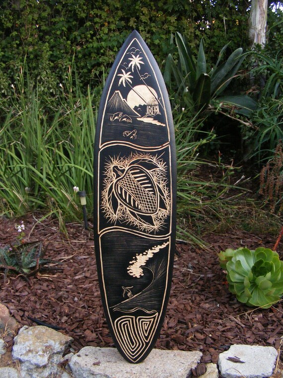 39 Tiki Surfboard Turtle Island Surfing Wood Surfboard Etsy