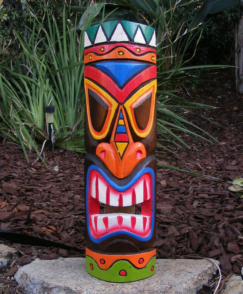 20 Colorful Tiki Statue Tiki Wood Wall Mask Tropical Etsy