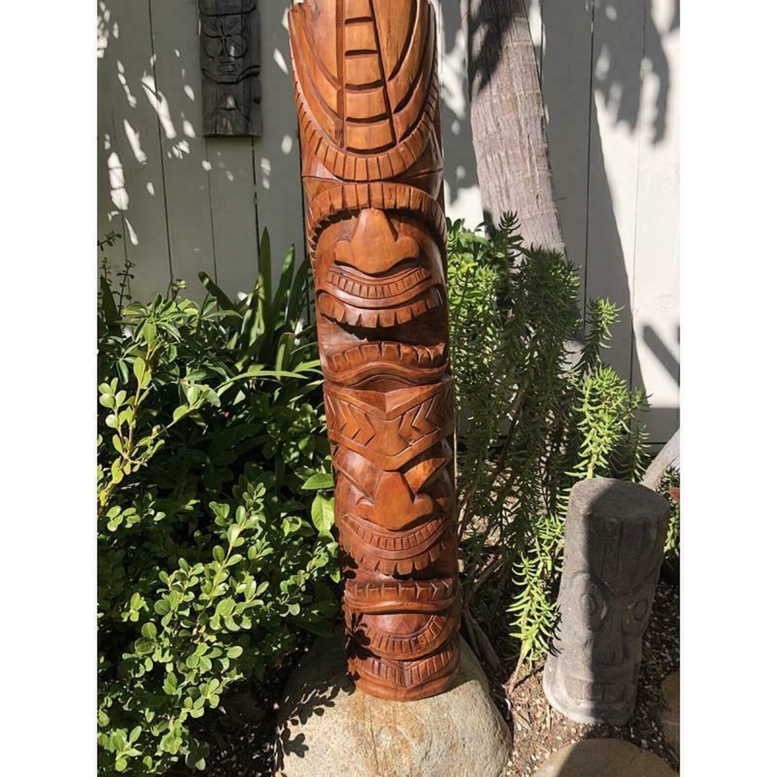 32 Tiki Statue Kona Style Wood Carvings Natural Hawaii Etsy