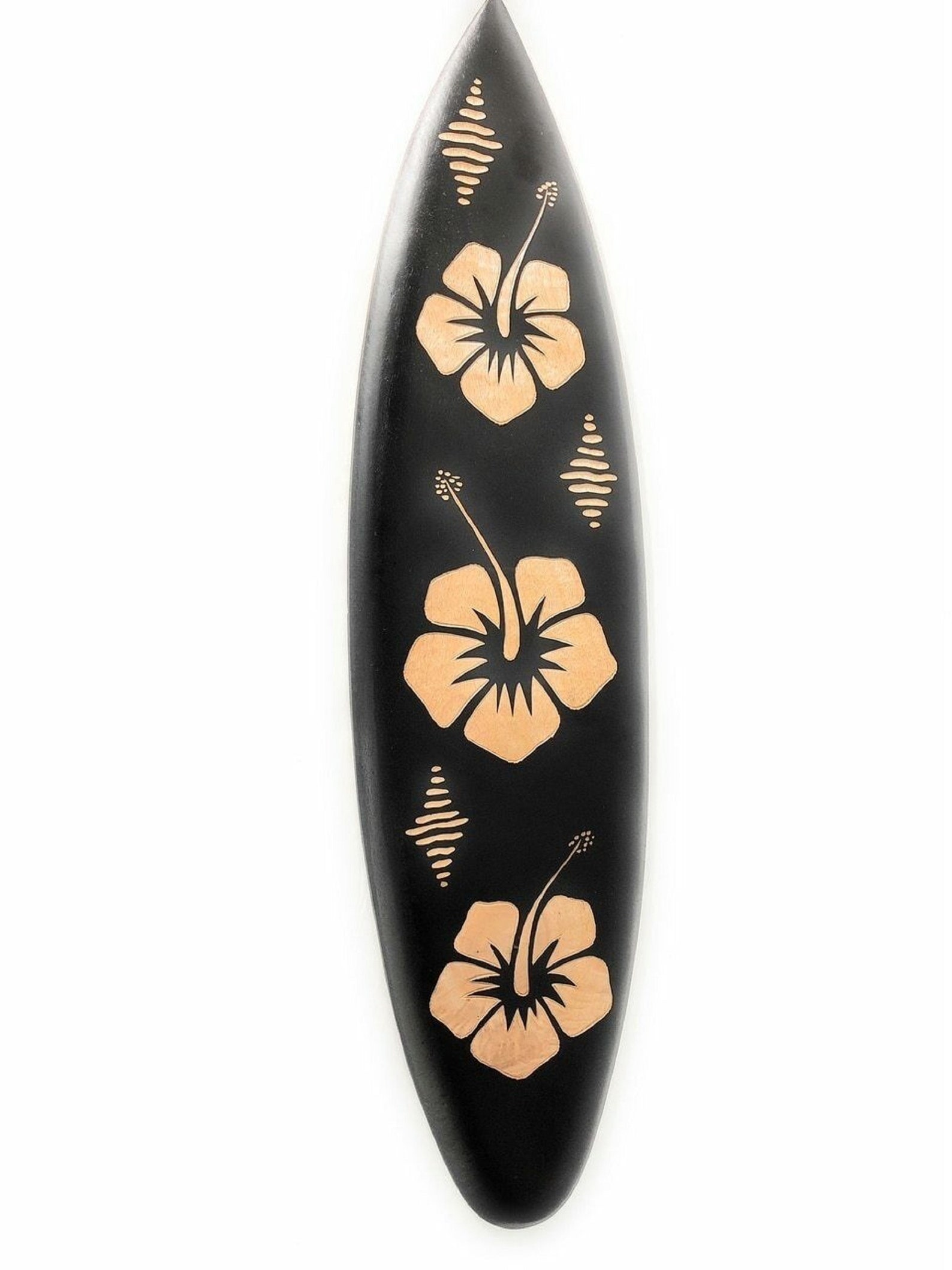 30 Wooden Surfboard w/ Hibiscus Flowers Surf Decor Tiki Etsy