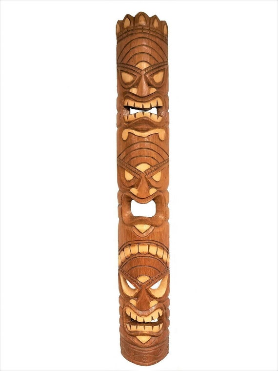 39 Handcarved Natural Style Three Face Wood Tiki Mask - Etsy