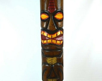 39 Palm Tree Tiki Totem Pole Hand Carved Hawaiian - Etsy