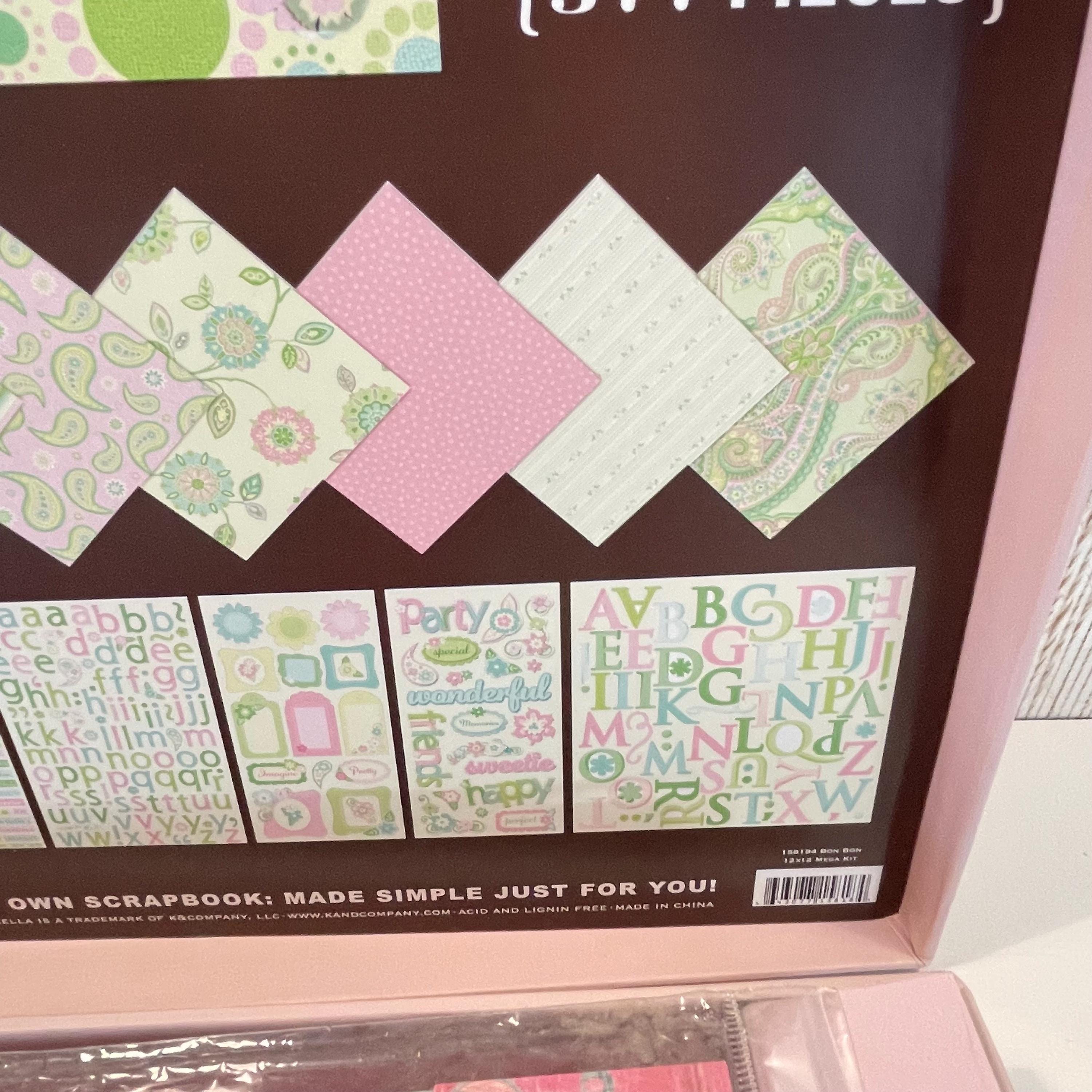 K & Company Baby Scrapbook Kit 377 Pieces Pink Green Book Paper