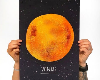 Planet Venus Digital Art Print A4/A5/A3 Wall Art Decor Wall Art wall deco Space Print