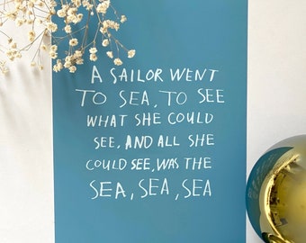 A Sailor Went To Sea, Tongue Twister Poster A3/A4/A5 Seaside Theme