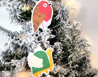 Handmade Christmas Tree Decoration, Robin Christmas Decoration, Two Turtle Doves, Robin Ornament, Card Tree Decoration