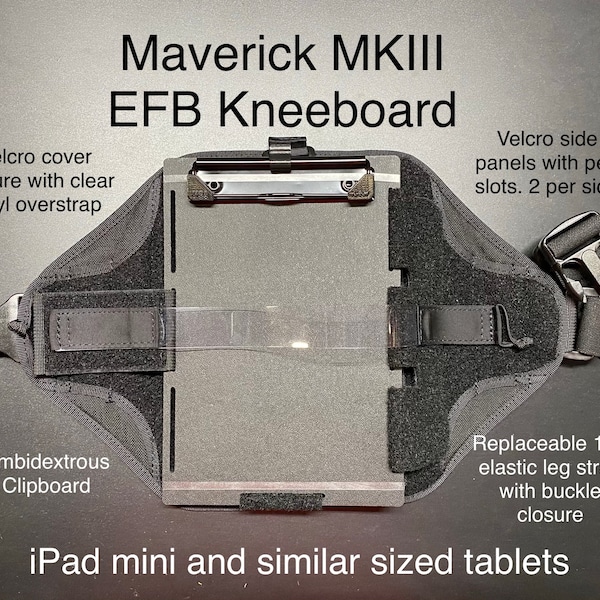 Ready to ship Mk3 (BLACK w/ BUCKLE) Aviator Kneeboard iPad Mini