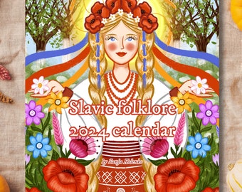 Slawischer Kalender | Slawische Folklore | Kalender | 2024 | Wandkalender