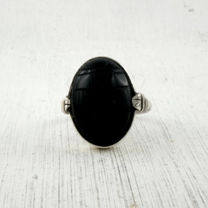 Sterling Silver & Black Onyx Ring Egyptian Scarab Ring - Etsy