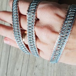 Medieval stripe, sold by the meter, Vintage braided stripe, French, decoration, clothing, costume, jewelry, blue, gray, sky blue, beige, pink, 12mm,B41