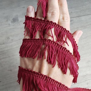 Lace fringe, sold by the metre, lace french vintage, decoration, costume, jewelry, accessory, retro, red, Burgundy, 28mm R30
