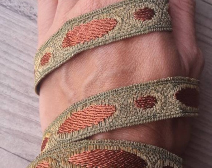 Medieval Lace, Woven Ribbon Trim With Gold Thread, the Meter, Stripe ...