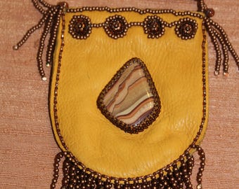 Beaded Leather Medicine Bag