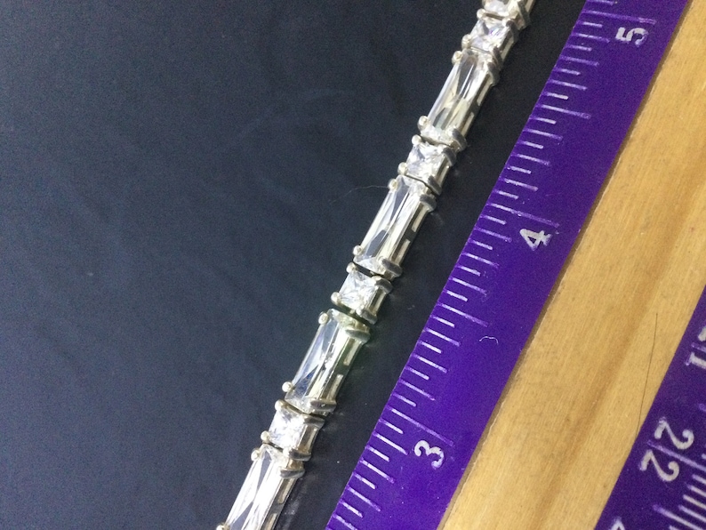 Silver cubic zirconia bracelet,extra long