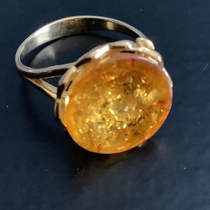 Vermeil amber ring
