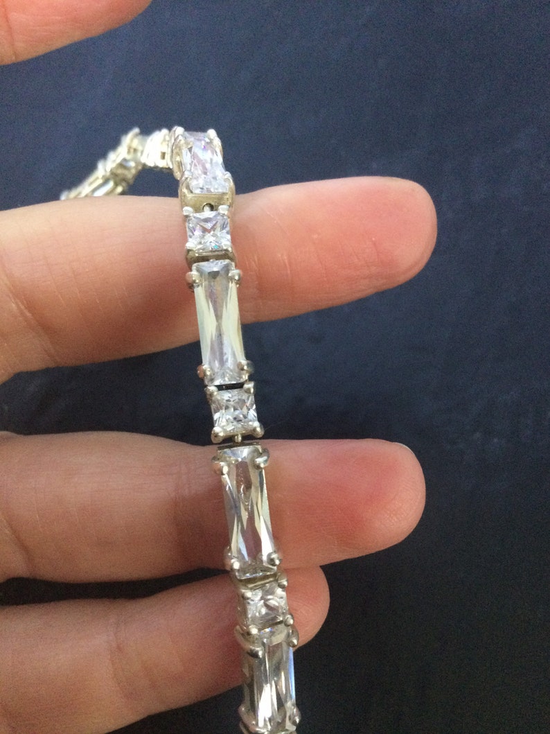 Silver cubic zirconia bracelet,extra long