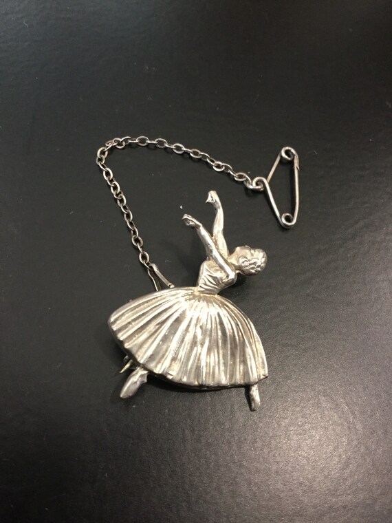 Silver ballerina brooch